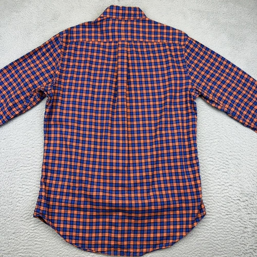 Ralph Lauren Shirt Mens Medium Blue Orange Check Button Down Long Sleeve Cotton